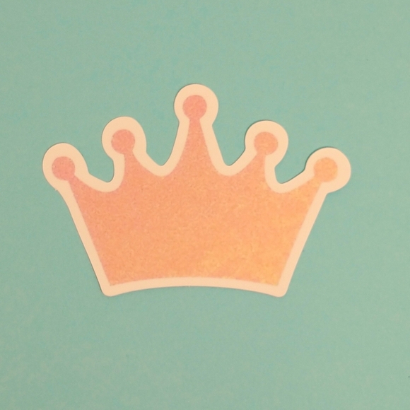 Other - ❌SOLD❌ Pink and Gold Ombre Glitter Effect Crown Matte VSCO Die Cut Sticker